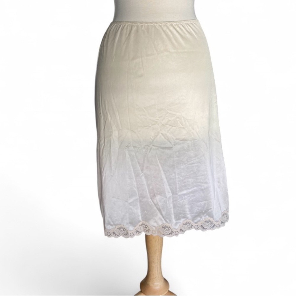 Vtg 1960s Papillon Paula Carbone Ivory Sheer Nylon Lace Slip Skirt Size Small